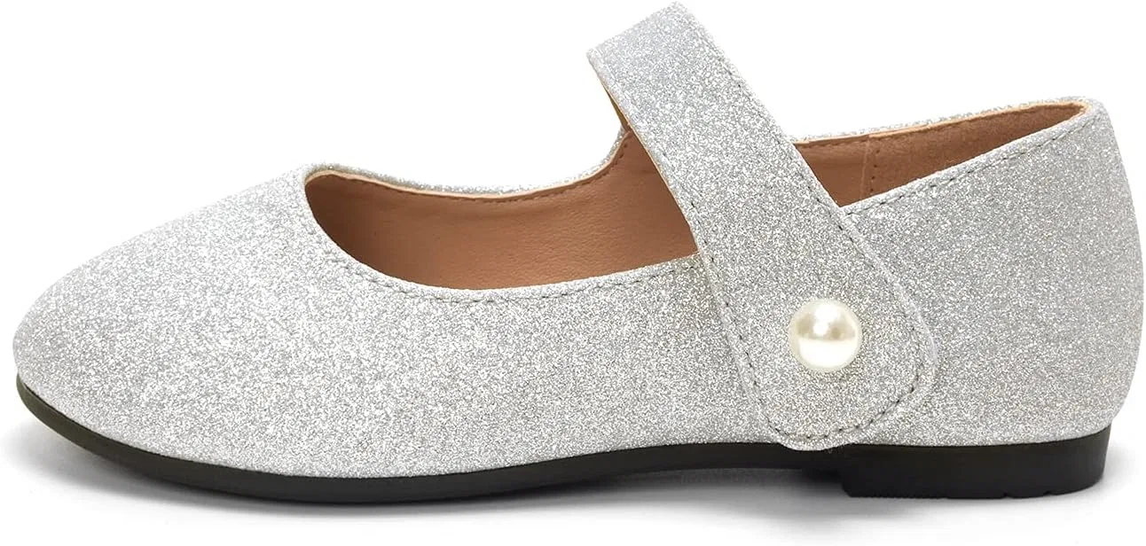Детские туфли Мэри Джейн для девочек FUNKYMONKEY, Silver/Glitter — фото 3