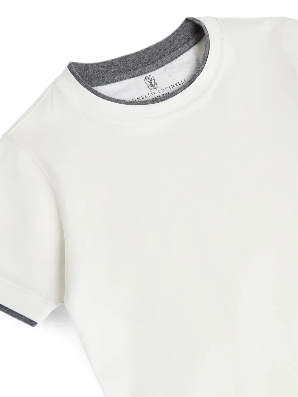 Футболка из джерси с искусственным слоем Brunello Cucinelli Kids, белый — фото 3