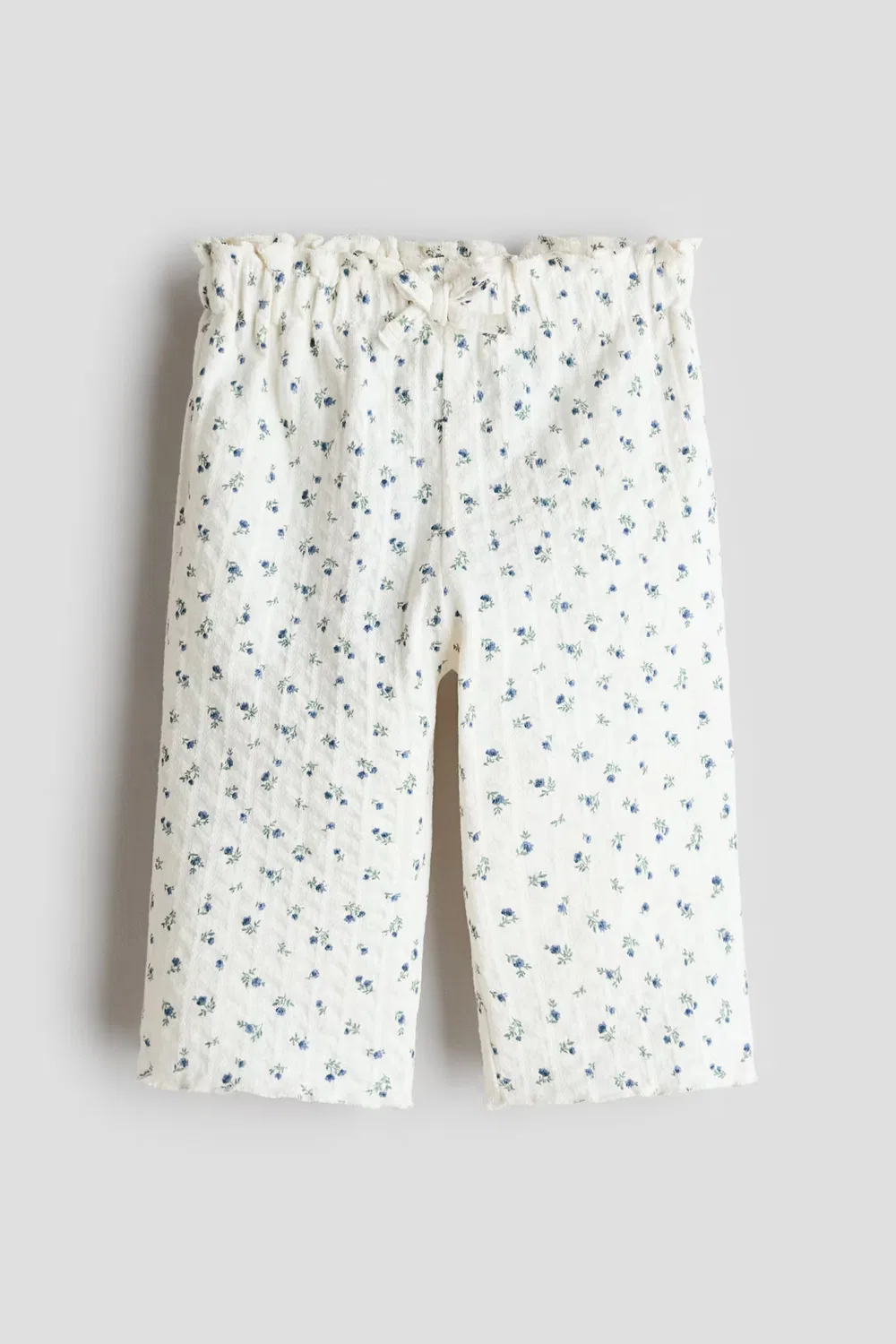 Брюки из фактурного трикотажа H&M, Weiß/Geblümt