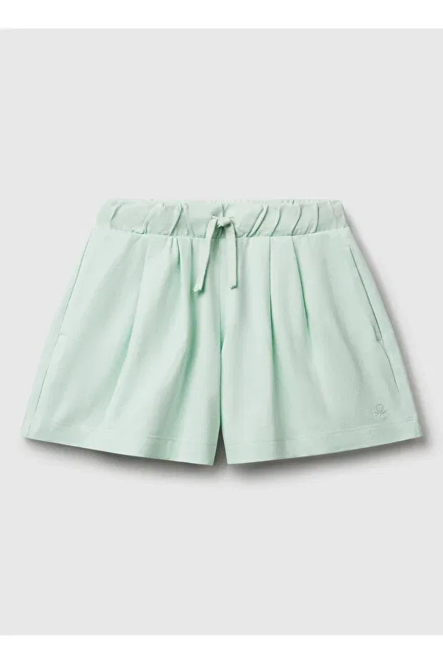 Детские шорты для девочек хлопковые с вышивкой United Colors Of Benetton, Green — фото 2
