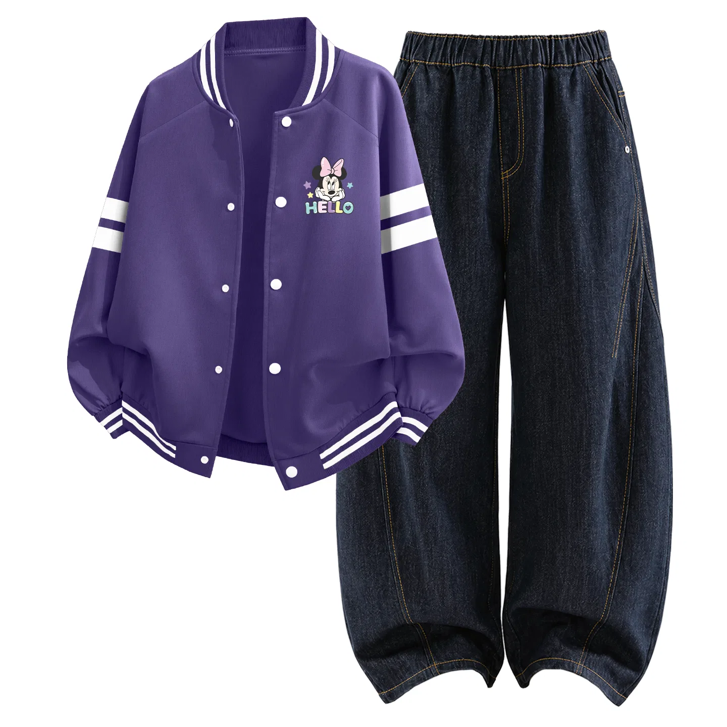 Детский спортивный комплект из футера с воротником-поло Di F Small Flower K Lotus Pink, Disney, Denim Black Blue — фото 3