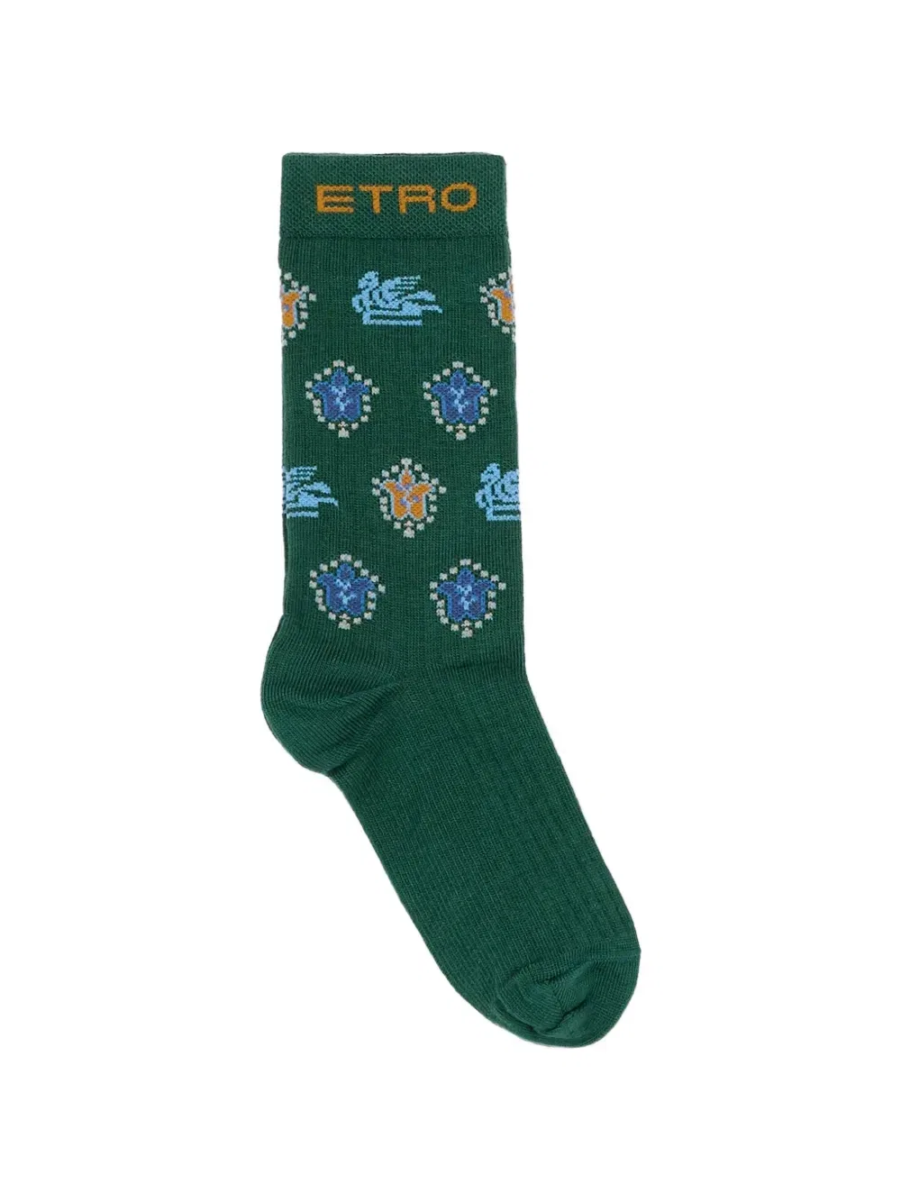 Носки с интарсией и мивом Пегаса Etro Kids, зеленый