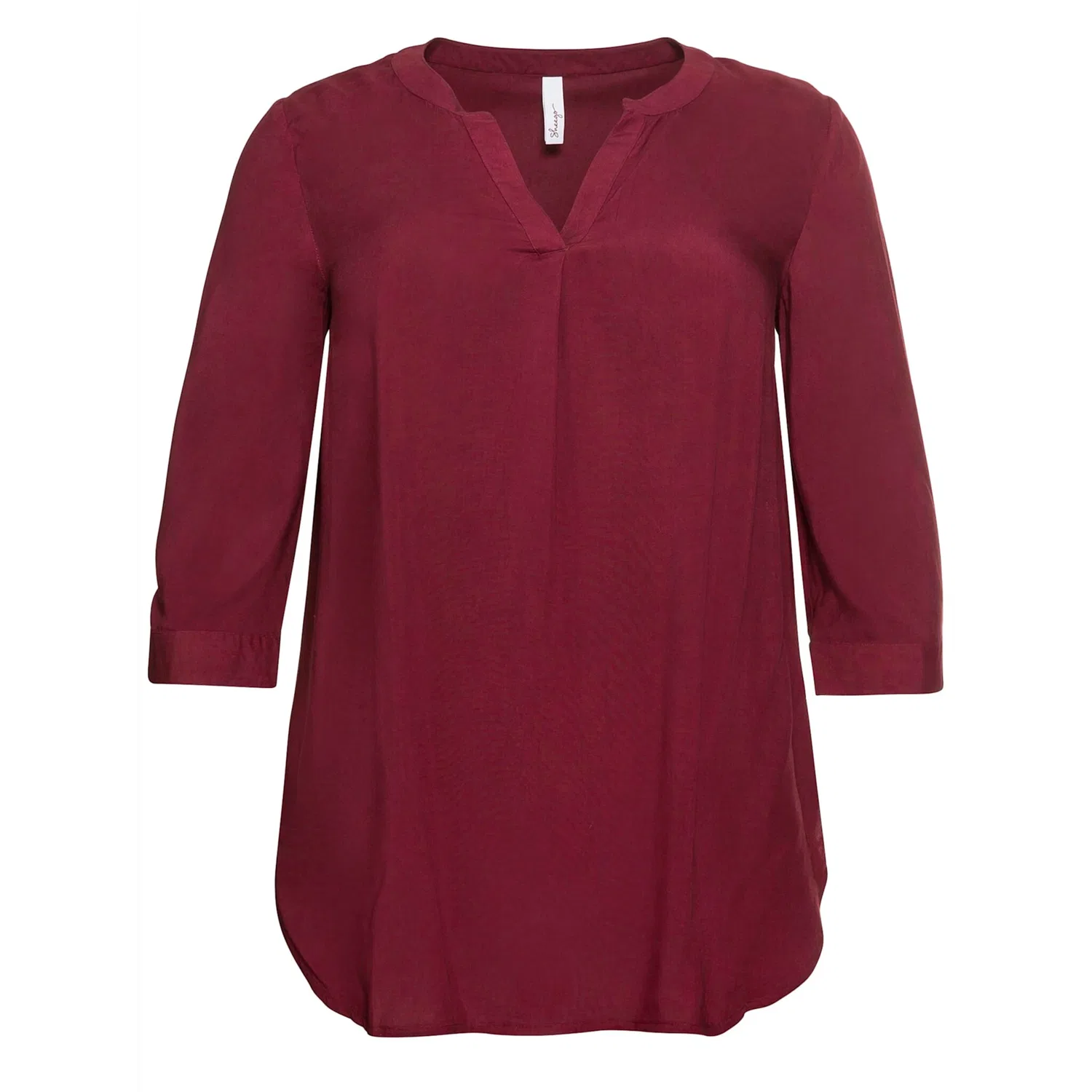 Женская блузка длинная с декоративной складкой Sheego, Wine Red — фото 3