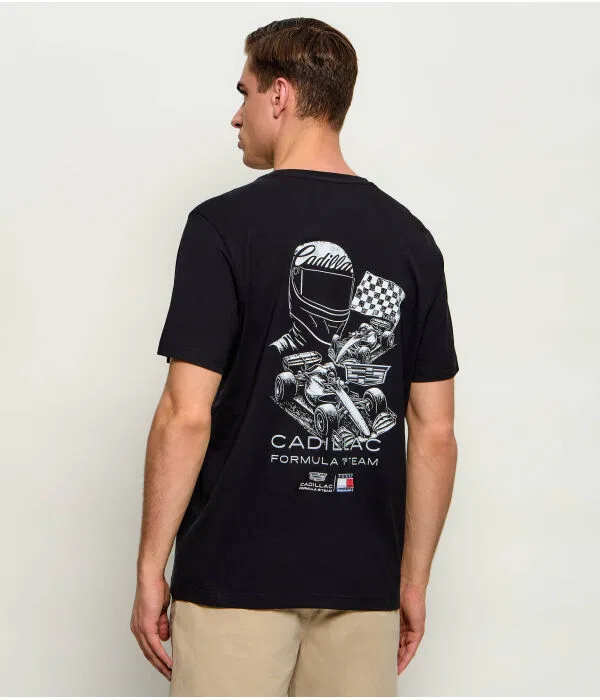 Мужская футболка с принтом Tommy Hilfiger X Cadillac Formula 1 Racing Graphic, черный — фото 3