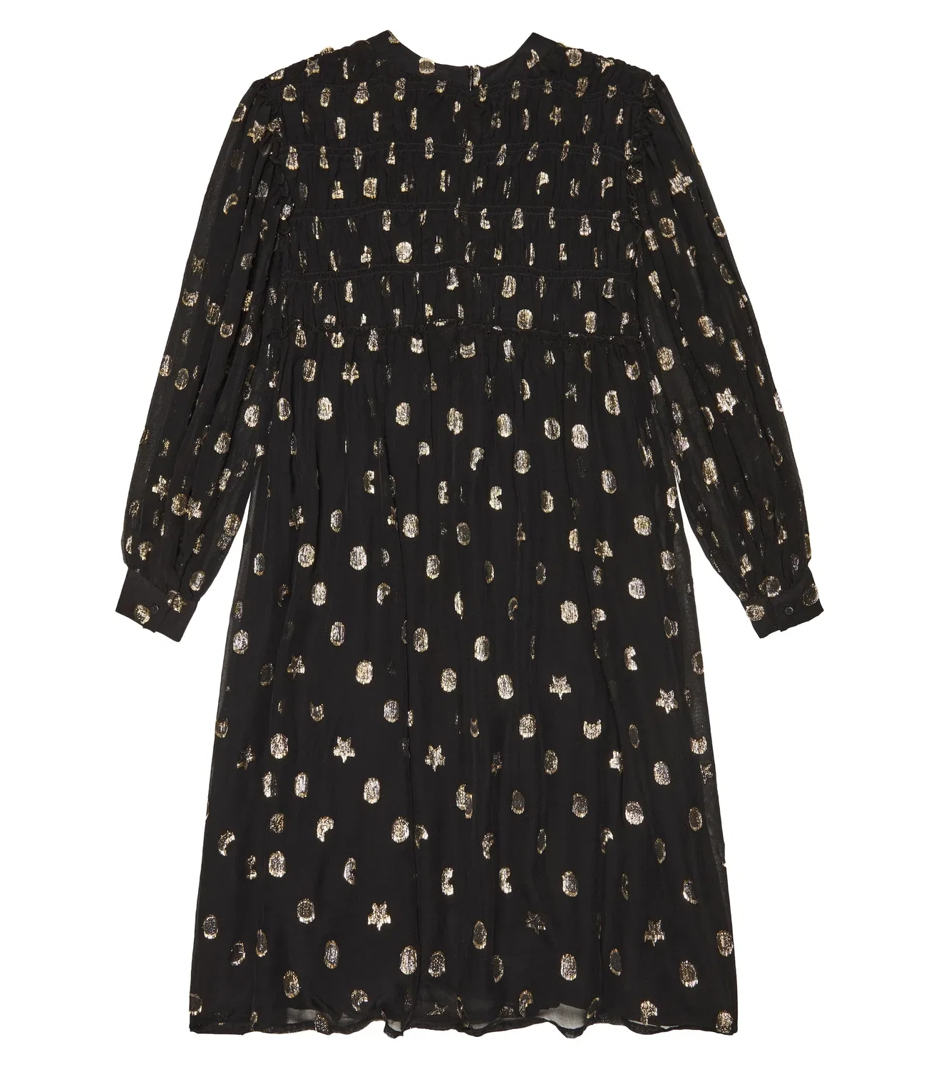 Шелковое платье с узором филигрань Stella McCartney Kids, черный — фото 4