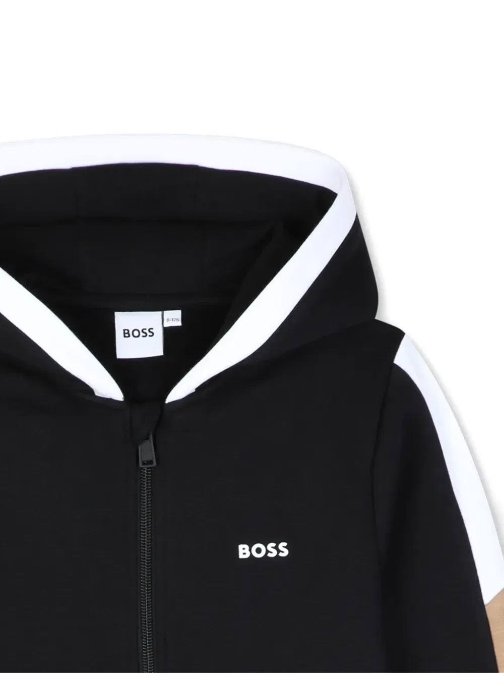 Худи на молнии с логотипом Boss Kidswear, черный — фото 3