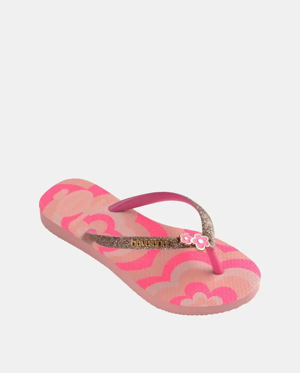 Детские шлепанцы с блестками Slim Glitter Havaianas, Estampado — фото 2