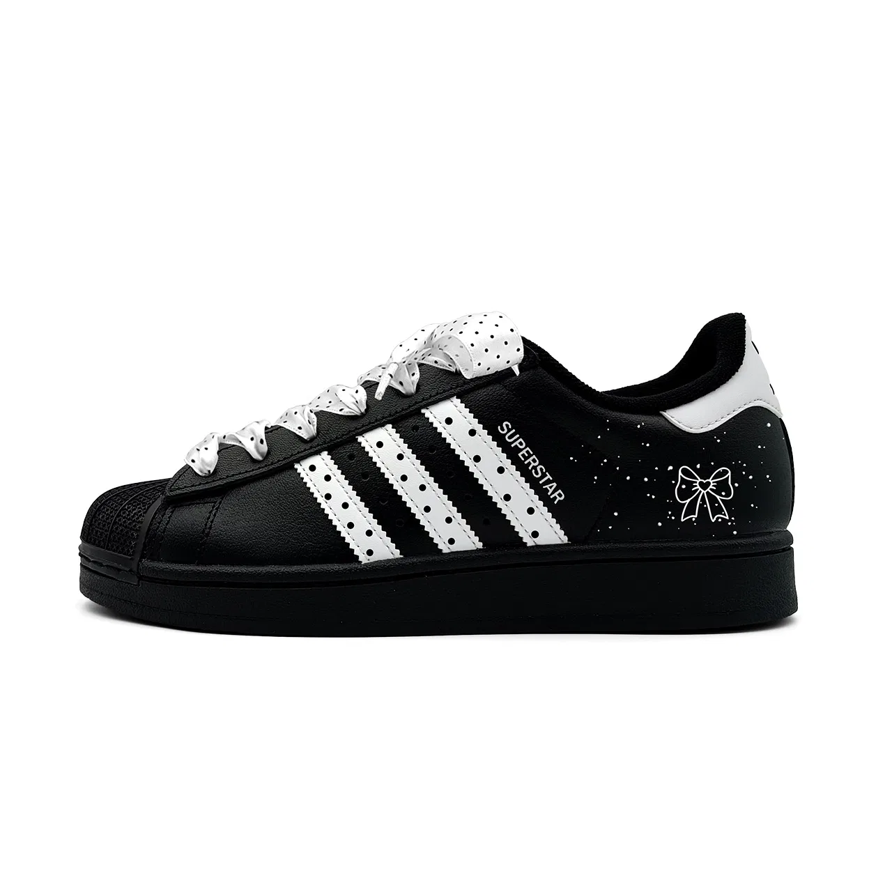 Детские кожаные кроссовки с низким верхом Superstar 2 Adidas Originals, Black White — фото 3