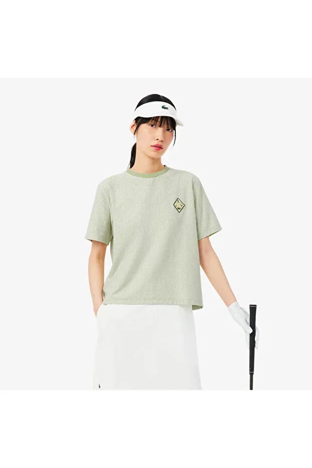 Футболка Lacoste 3ig-Green, полосатая, зеленая