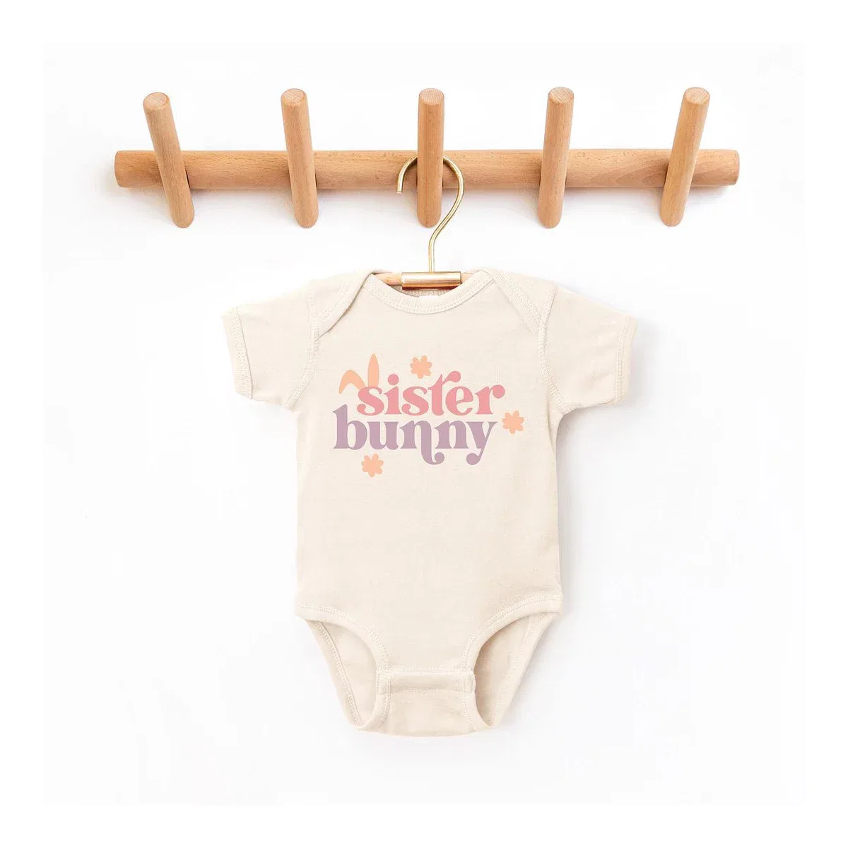 Детский боди с коротким рукавом Sister Bunny The Juniper Shop, Natural
