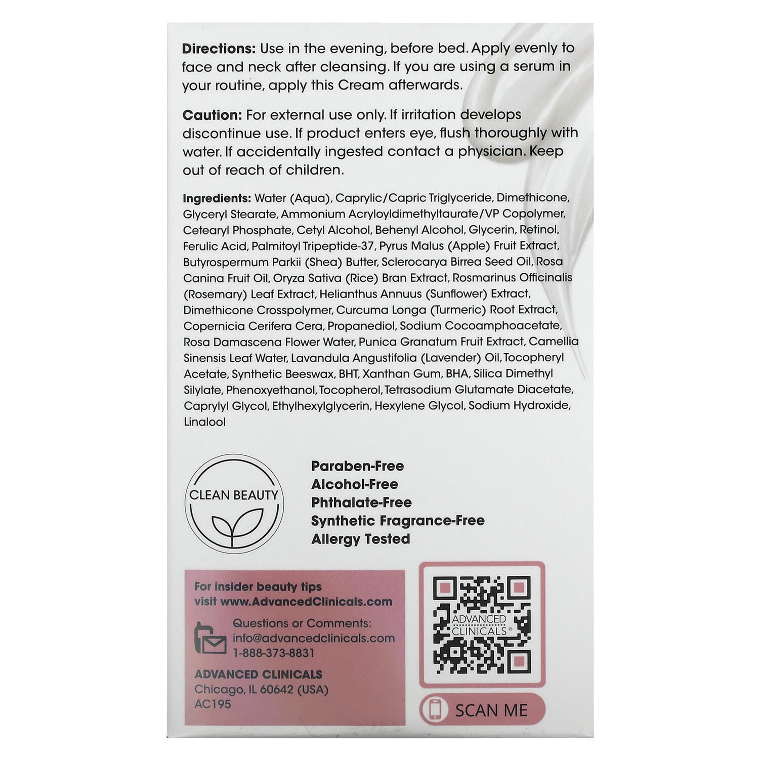Крем для лица Advanced Clinicals — Encapsulated Retinol, Rapid Wrinkle Rewind Cream, Fragrance Free, 59 мл — фото 4