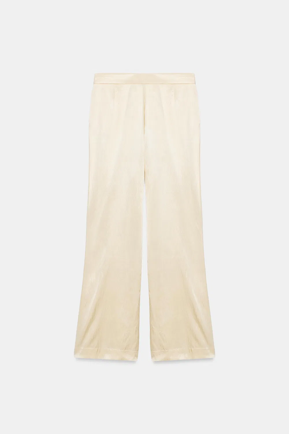 Брюки из атласа с контрастным покрытием ZARA, Beige — фото 3
