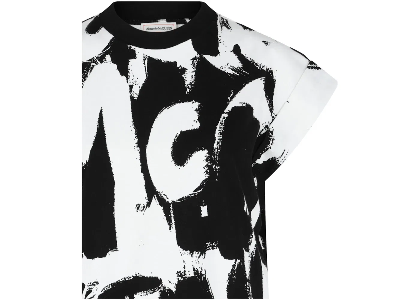 Женская футболка с принтом Graffiti Print Alexander McQueen, White Black — фото 3