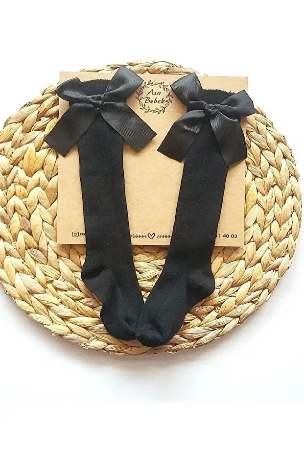 Детские носки для девочек с бантом Eses Bebe, Black
