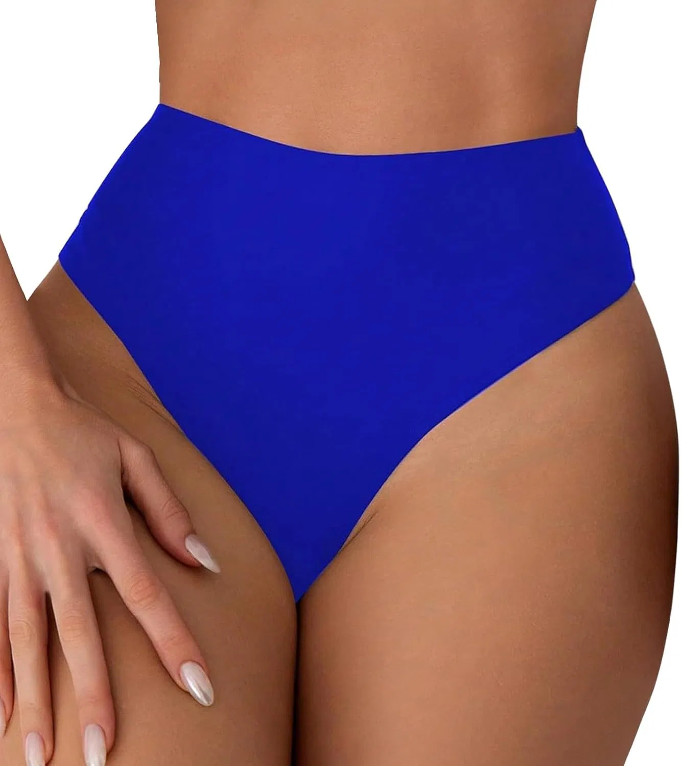 Женские бикини-трусы с высокой талией, Solid Blue