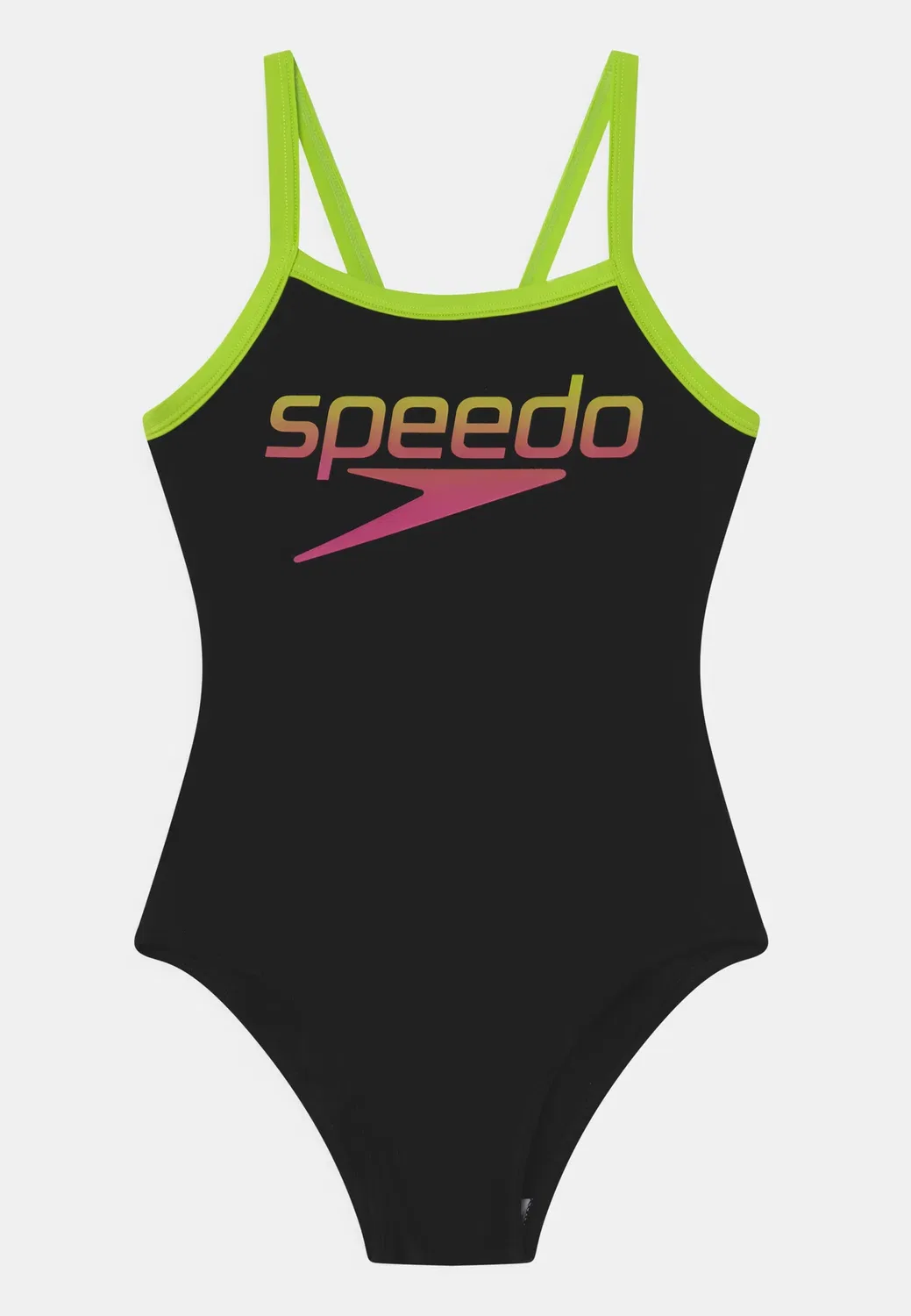 Купальник с тонкими бретелями и спинкой-борцовкой и логотипом Boom Speedo, Black/Atomic Lime/Electric Pink