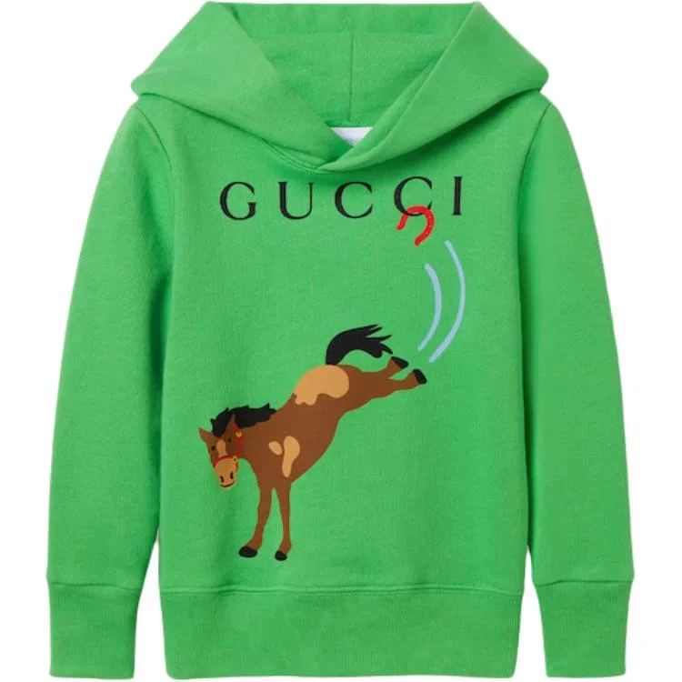 Детская толстовка с капюшоном Green GUCCI