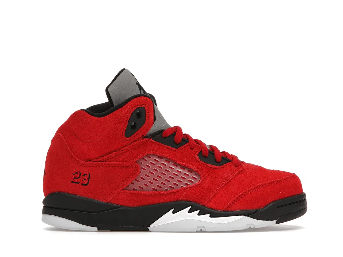 Детские кроссовки с замшевым верхом Jordan 5 Retro Raging Bull Red, Varsity Red/Black-White
