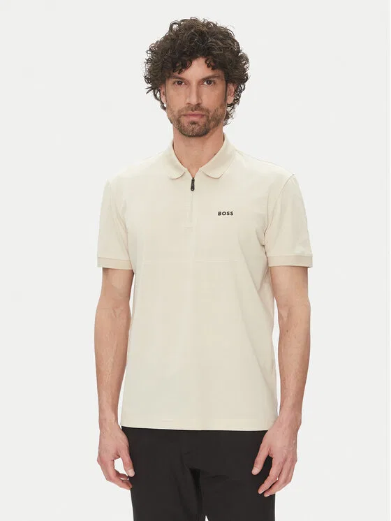 Поло regular fit Philix Pima Boss, бежевый