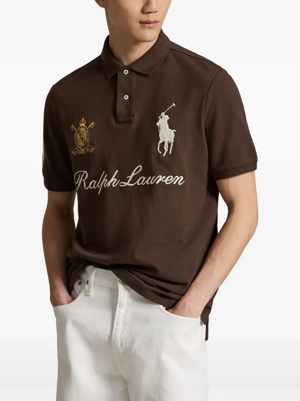 Рубашка-поло Polo с вышивкой логотипом Big Pony Polo Ralph Lauren, коричневый — фото 2