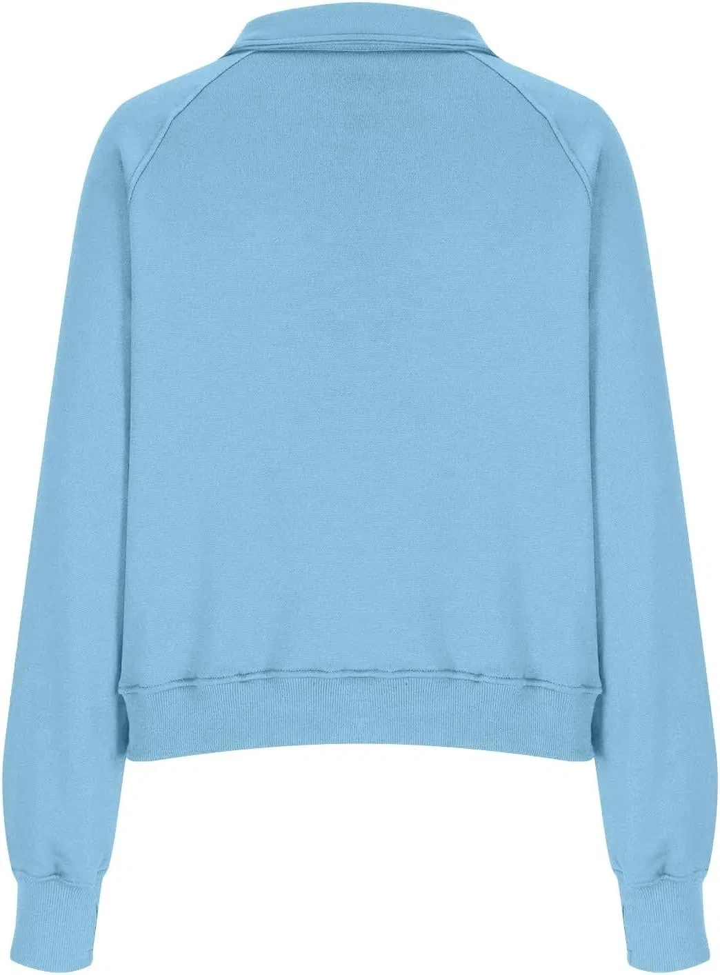 Женский свитшот оверсайз с полузамком и флисом, модель Quarter Zip, голубой — фото 3