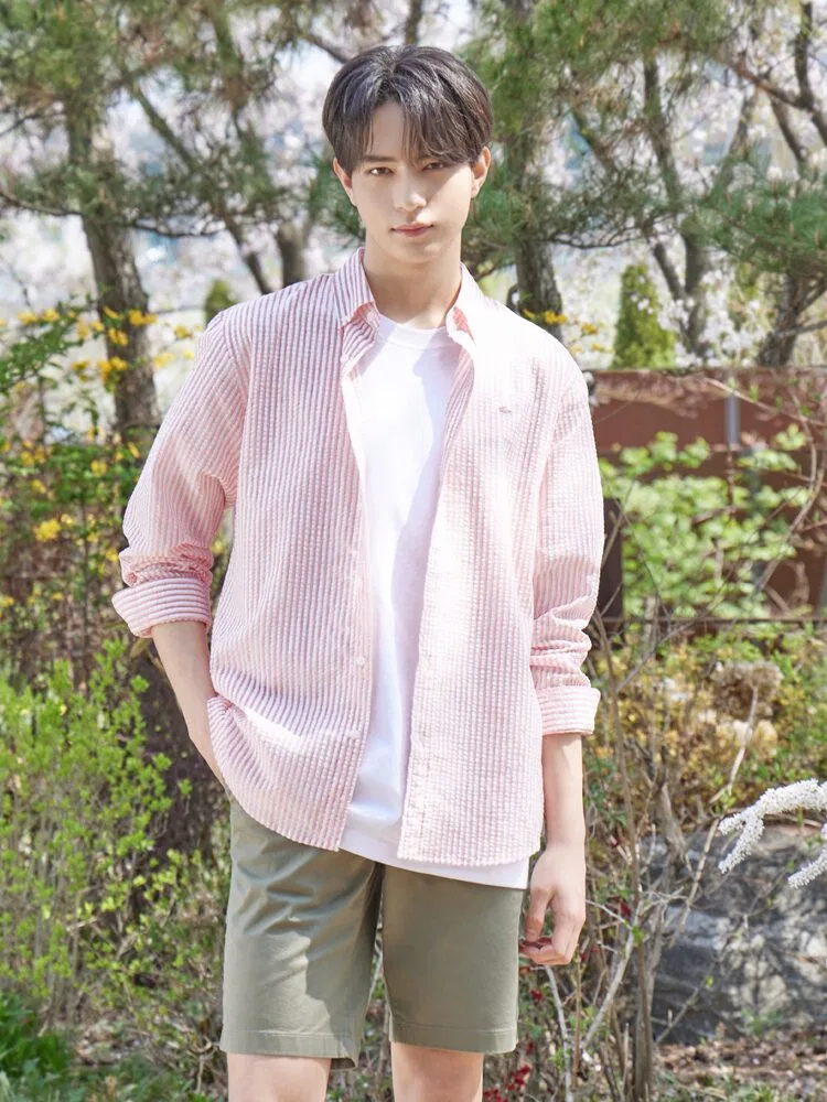 Рубашка с длинным рукавом, льняная смесовая, модель CH838E LACOSTE, Pink