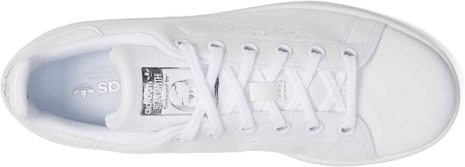 Детские кроссовки для мальчиков Stan Smith Cloudfoam adidas Originals, White/White/Silver Metallic — фото 2