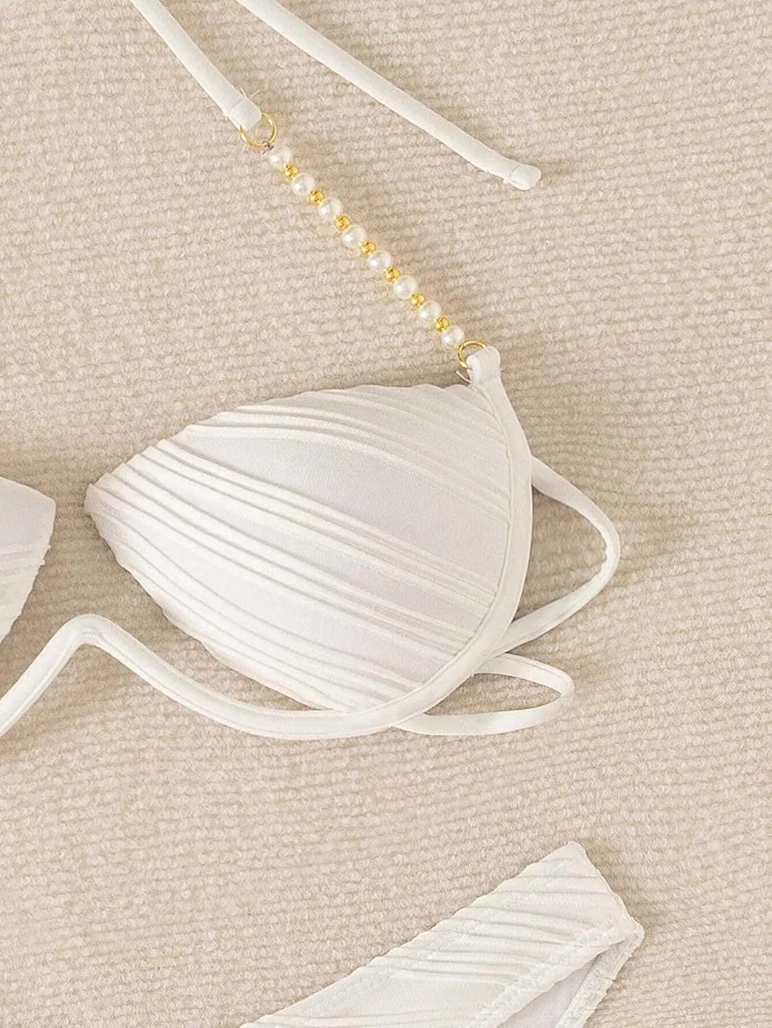 Женский бикини-сет с высокой талией и открытой спиной, White — фото 3