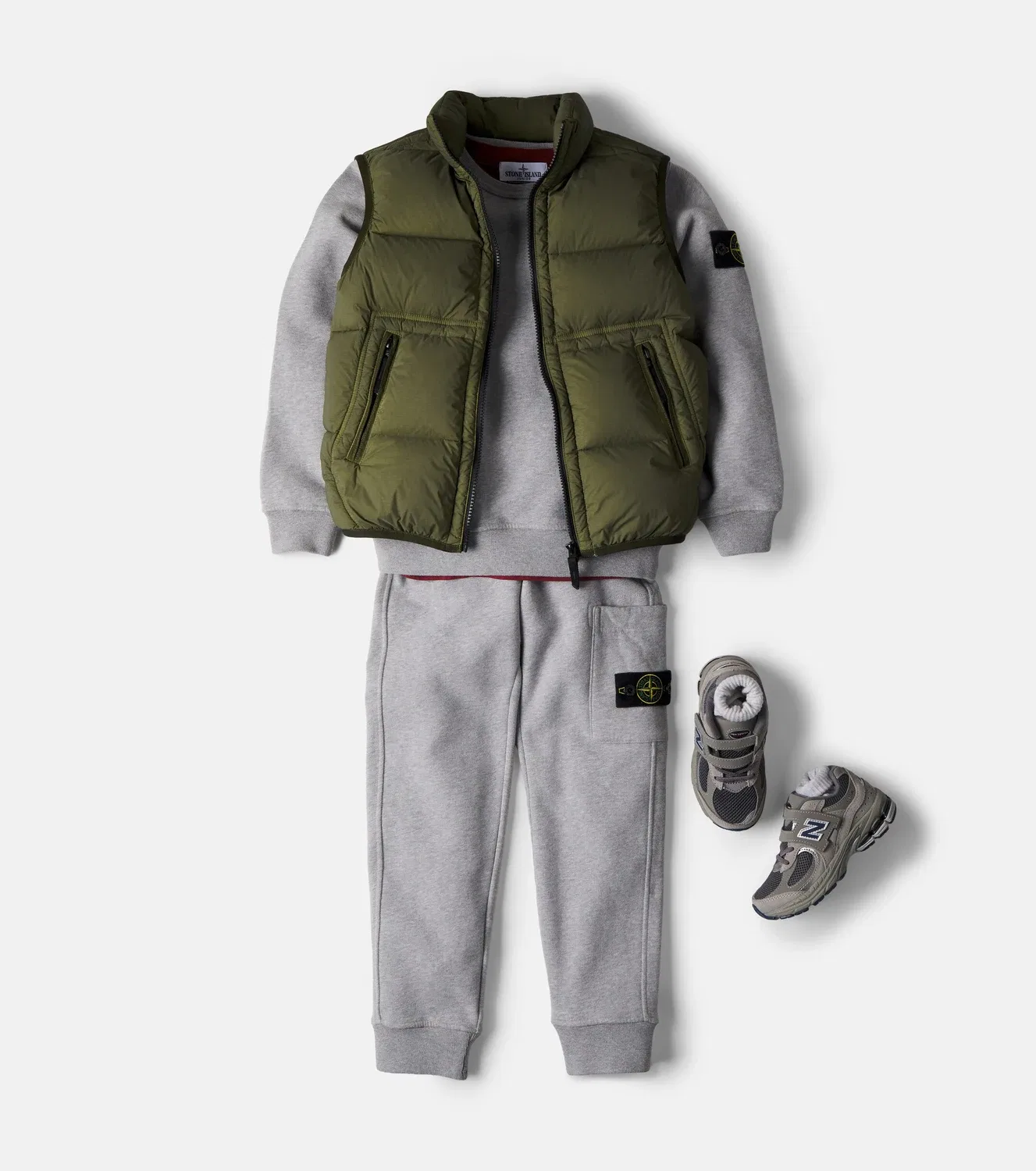 Свитшот из хлопкового трикотажа с компасом Stone Island Junior, серый — фото 2