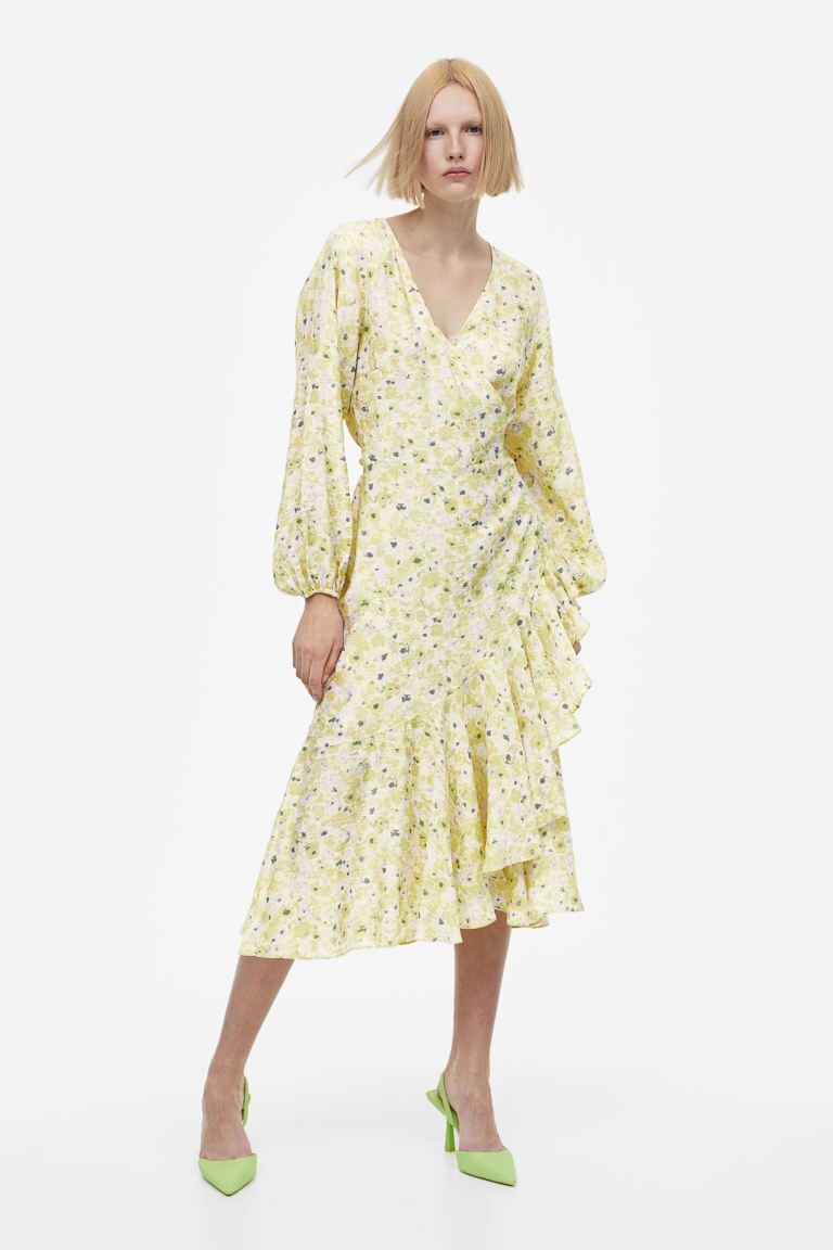 

Платье макси с запахом H&M, светло-желтый/цветочный