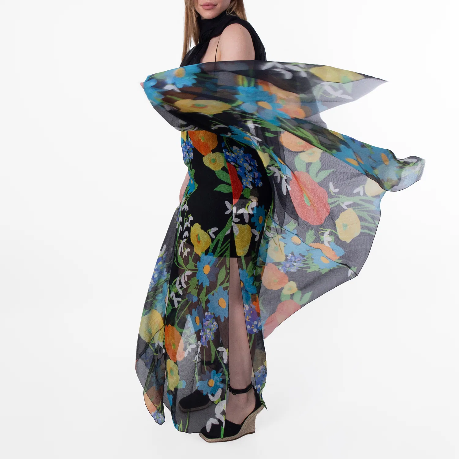 Платье макси с принтом Floral Garden Silk Blend Dress Burberry, Topaz Ip Pat — фото 3