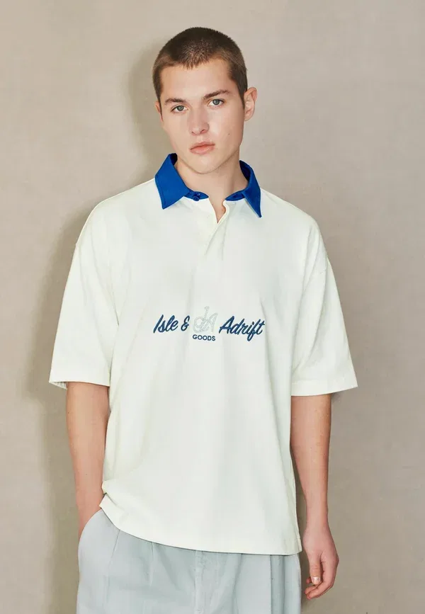 Рубашка поло хлопковая Text Graphic Edit Oversized Rugby Shirt Next, белый