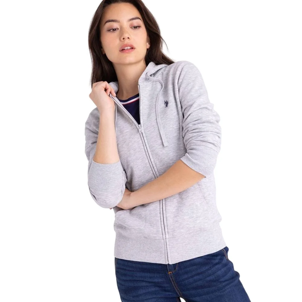 Женское худи U.S. Polo Assn. Fleece Full Zip Logo,  светло-серый