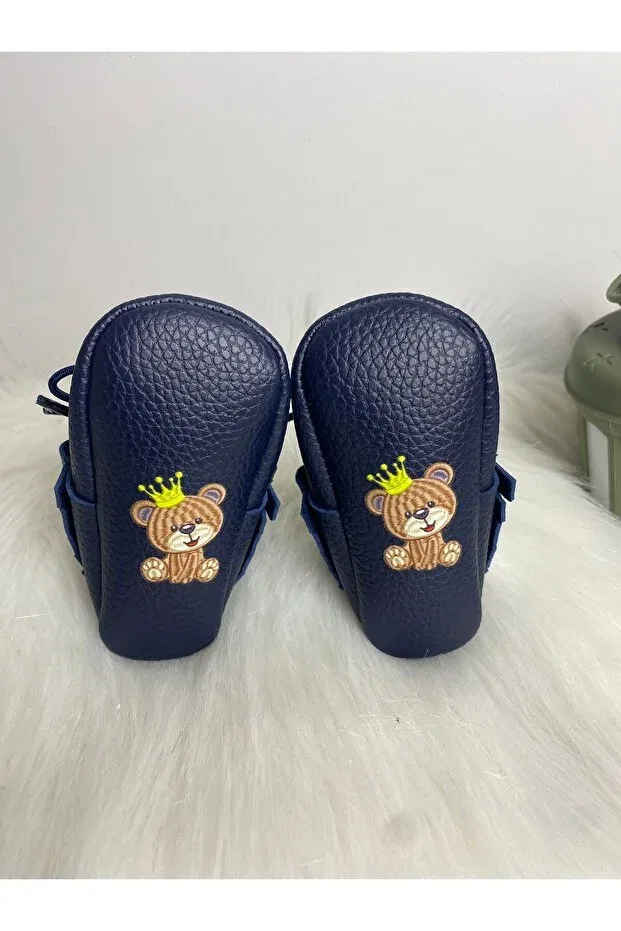 Детские мокасины для девочек с принтом Betülün Diktikleri, Navy Blue — фото 3