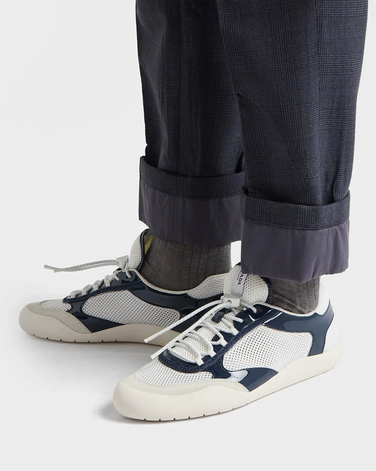 Кроссовки Speedrock из лакированной кожи и сетчатой ткани Prada, синий — фото 3