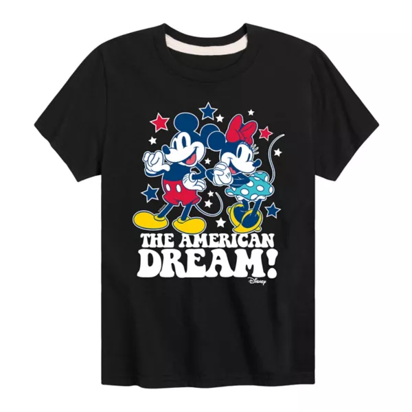 

Футболка для мальчиков 8-20 с принтом Mickey & Minnie Mouse "Американская мечта" Disney, черный