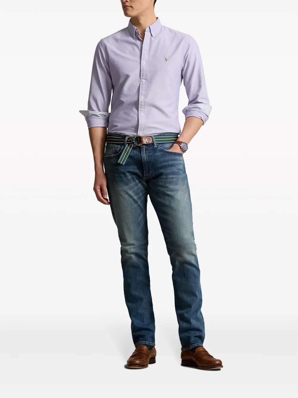 Рубашка с вышивкой Polo Pony POLO RALPH LAUREN, фиолетовый — фото 2