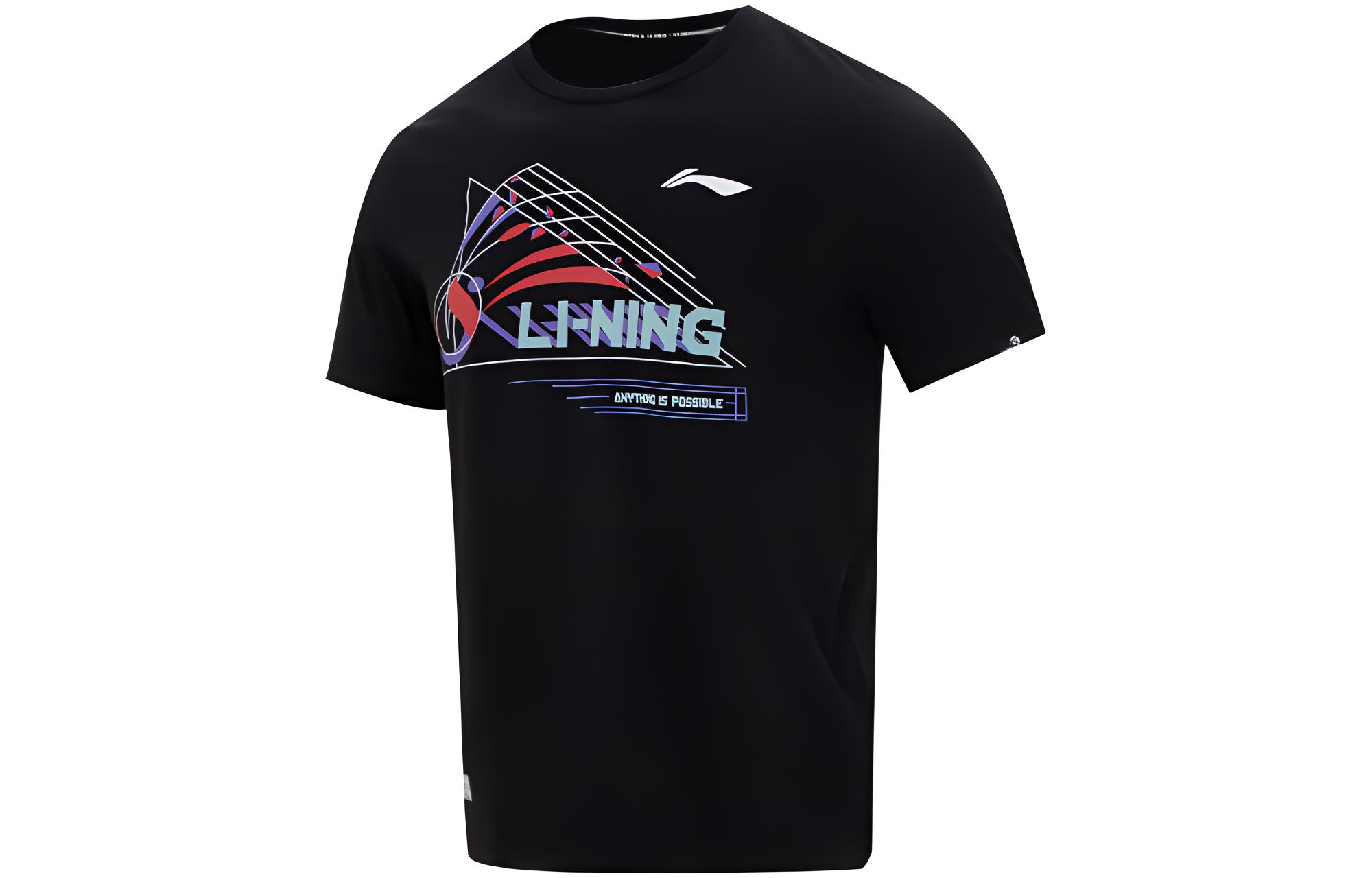 

Футболка для бадминтона унисекс черная LINING