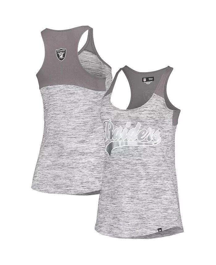 

Женская серебристо-черная майка с овальным вырезом Las Vegas Raiders Space Dye Racerback New Era