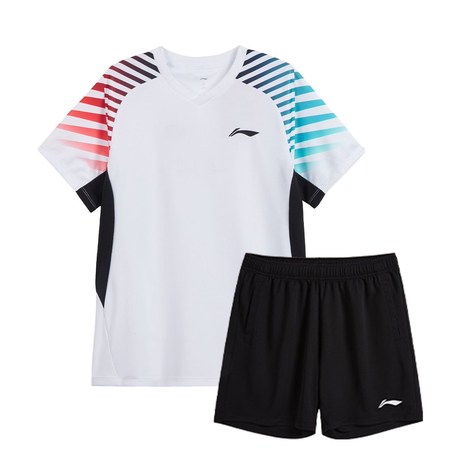 

Коллекция одежды для бадминтона Li Ning: повседневная спортивная одежда унисекс., standard белый top+черный pants