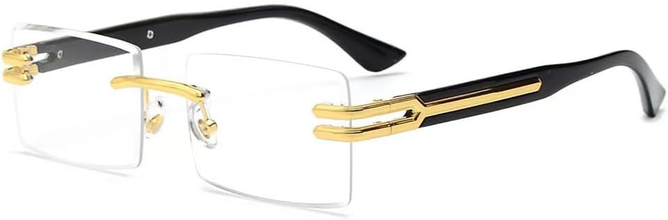 

Ретро-солнцезащитные очки без оправы для мужчин и женщин, панк-стиль, прямоугольные солнцезащитные очки без оправы, деловые очки для улицы, защита от УФ-излучения UV400 WNCKSQ, C06 Gold Clear