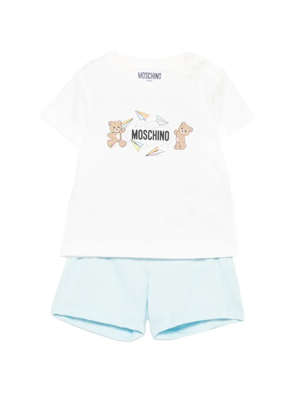 Комплект из шорт и топа с принтом в виде плюшевых мишек Moschino Kids, синий