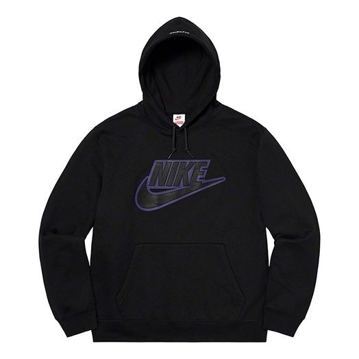

Толстовка fw19 week 14 nike leather appliqu hooded sweatshirt 'black' Supreme, черный