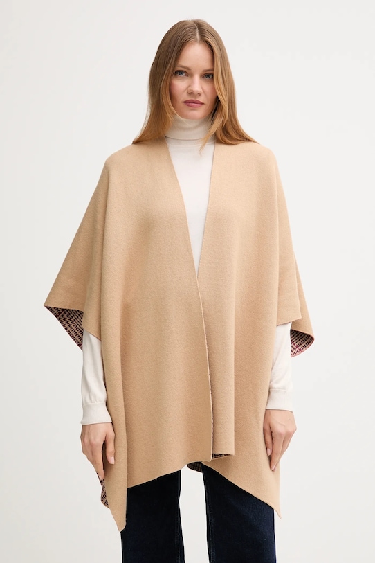 

Двустороннее шерстяное пончо United Colors Of Benetton, бежевый