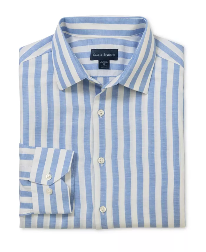 

Мужская рубашка Coastal Linen Stripe, синяя Scott Barber, синий