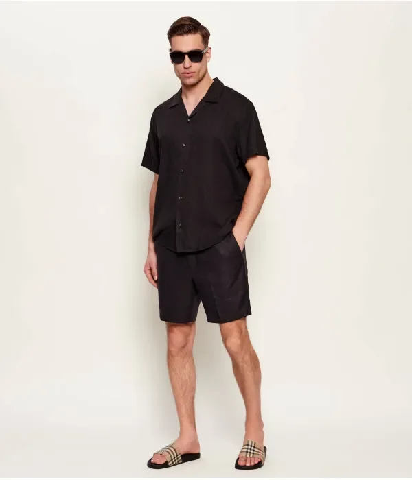 Льняные шорты straight fit Calvin Klein, черный — фото 2