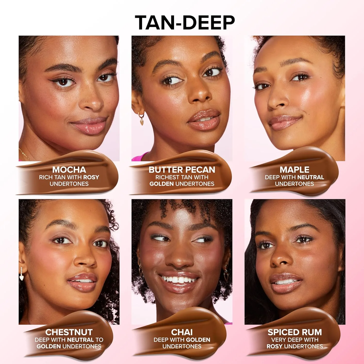 Тональный крем Too Faced Born This Way Natural Finish Longwear Liquid Foundation | Среднее и плотное покрытие | Увлажняющий + без масел, 23 Chai (Deep with Golden Undertones) — фото 4