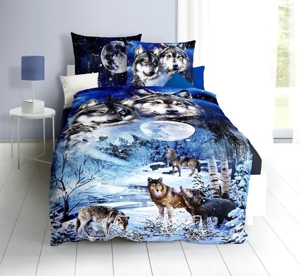 

Постельное белье JACK by Kaeppel Mako Satin 135x200см с цифровым принтом, 2 шт. Wolf Nights Sapphire Blue Anthracite Grey Wolves.