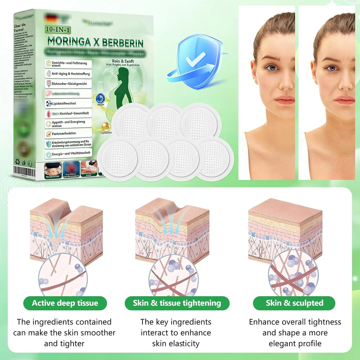 Нано-микроигольные пластыри Moringa NAD+ 10-в-1, 3 упаковки Cpkonuuip — фото 3