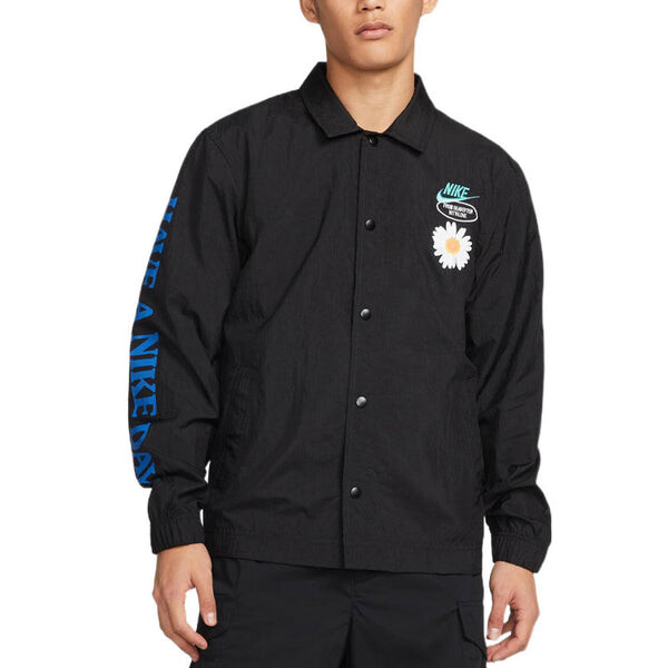 Куртка Men's Nike SS22 Retro Embroidered Daisy Long Sleeves Jacket Autumn Black, мультиколор — фото 3